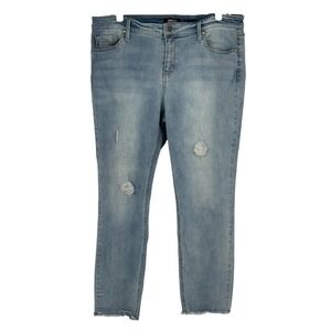 Buffalo David Bitton Jess Skinny Jeans Light Wash Rip & Repair Distressed 14/34